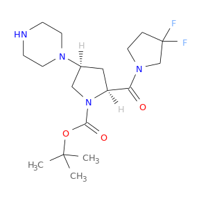 O=C(N1C[C@H](C[C@H]1C(=O)N1CCC(C1)(F)F)N1CCNCC1)OC(C)(C)C